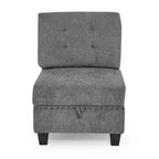 Grey Chenille L-shaped Modular Sectional Sofa with Three Single Chairs and Three Corners - 116W x 89.5D x 36.5H