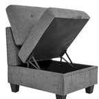 Grey Chenille L-shaped Modular Sectional Sofa with Three Single Chairs and Three Corners - 116W x 89.5D x 36.5H