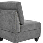 Grey Chenille L-shaped Modular Sectional Sofa with Three Single Chairs and Three Corners - 116W x 89.5D x 36.5H