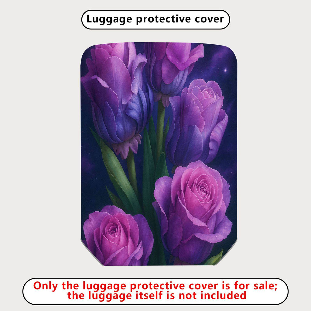 1-Piece Purple Floral Blooms Abstract Artistic Stylish  Suitcase Luggage Cover, Stretch Protective Sleeve