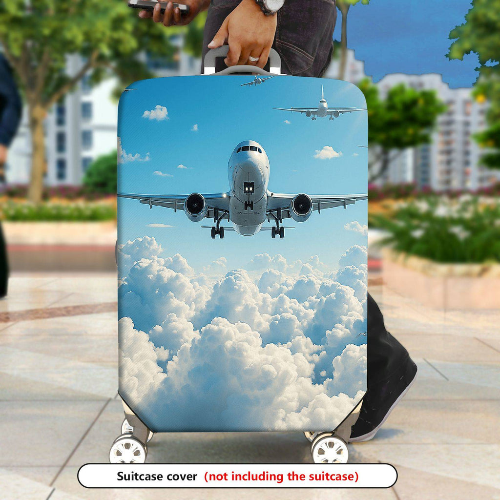 1-Piece Airplane Cloud Sky Travel Aviation  Suitcase Luggage Cover, Stretch Protective Sleeve