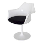 Sufi 27 Inch Swivel Dining Armchair, Unique Artisan Shape, White Round Base