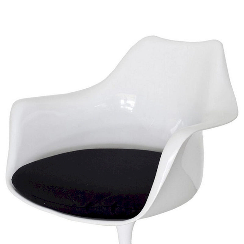 Sufi 27 Inch Swivel Dining Armchair, Unique Artisan Shape, White Round Base