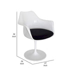 Sufi 27 Inch Swivel Dining Armchair, Unique Artisan Shape, White Round Base