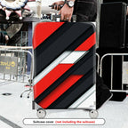 1-Piece Abstract Geometric Red Black White Bold Stylish  Suitcase Luggage Cover, Stretch Protective Sleeve