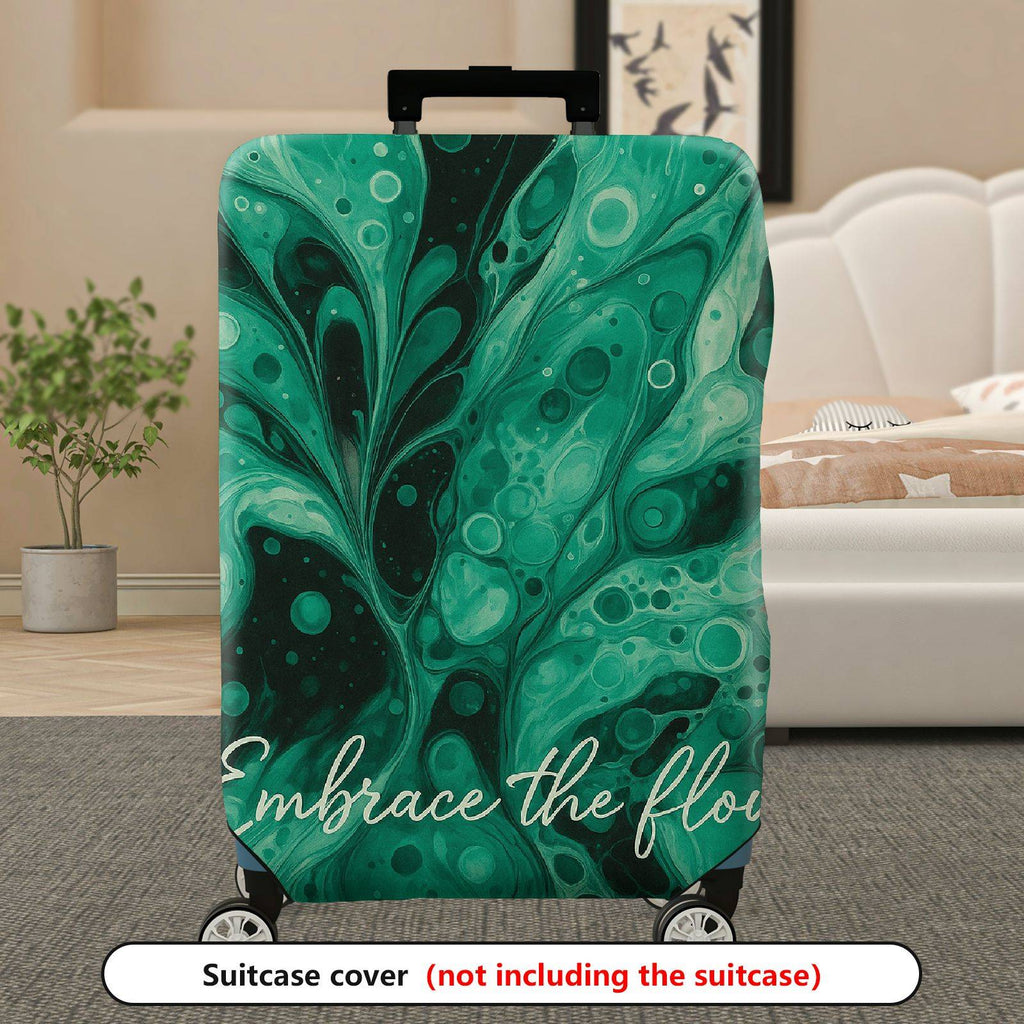 1-Piece Abstract Marble Swirl Green Artistic Flow  Suitcase Luggage Cover, Stretch Protective Sleeve