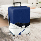 1-Piece Snowy Night Winter Holiday House Scenic Blue  Suitcase Luggage Cover, Stretch Protective Sleeve