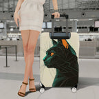 1-Piece Geometric Black Cat Art Pattern Animal Feline Creative  Suitcase Luggage Cover, Stretch Protective Sleeve