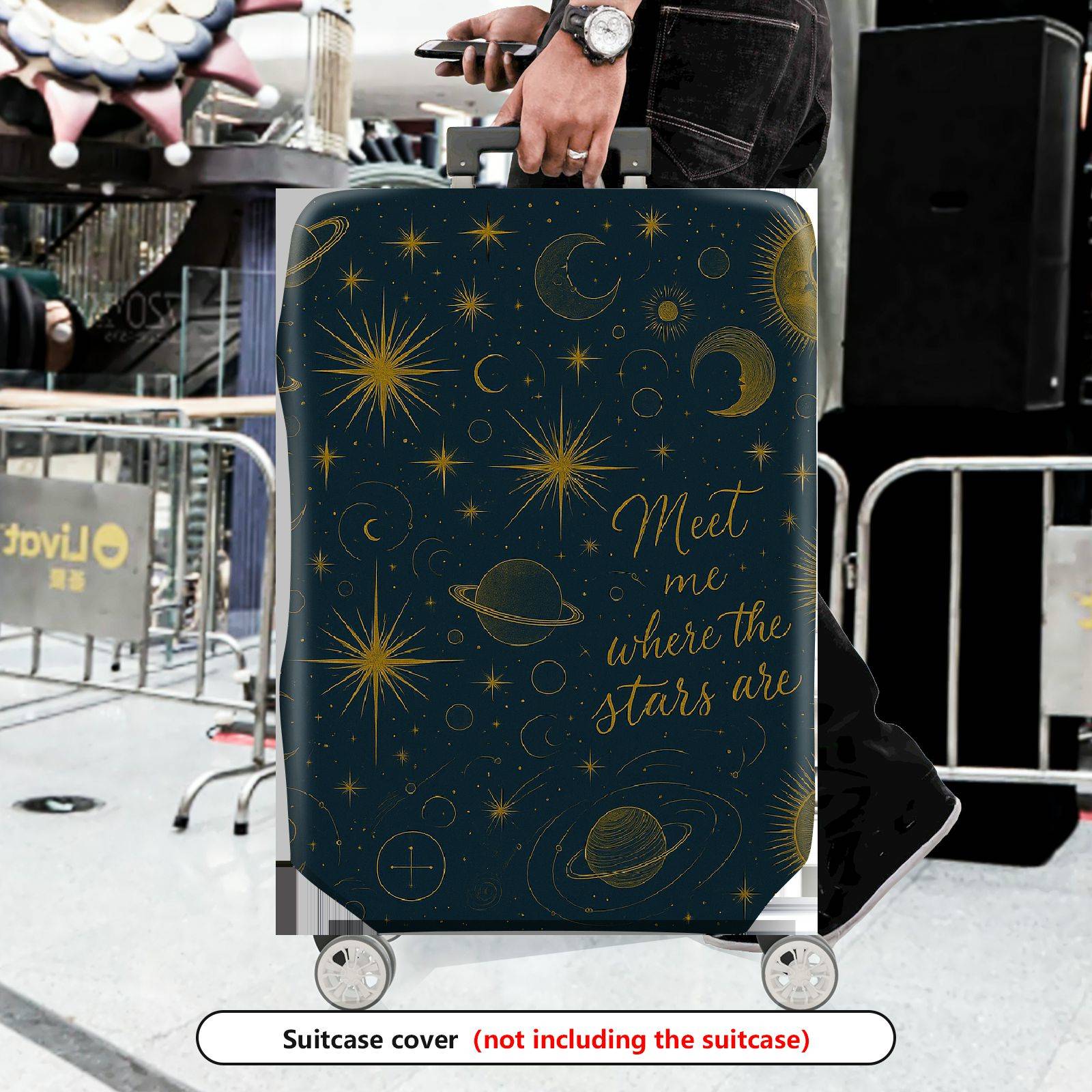 1-Piece Starry Night Cosmic Astral Universe Astronomy  Suitcase Luggage Cover, Stretch Protective Sleeve