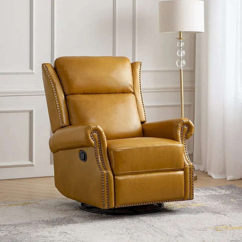Viviana Traditional Genuine Leather Manual Swivel Glider Recliner Set of 2 by HULALA HOME