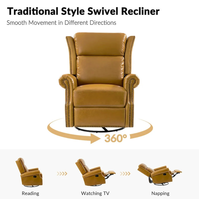 Viviana Traditional Genuine Leather Manual Swivel Glider Recliner Set of 2 by HULALA HOME