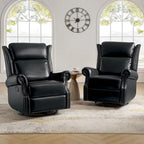 Viviana Traditional Genuine Leather Manual Swivel Glider Recliner Set of 2 by HULALA HOME