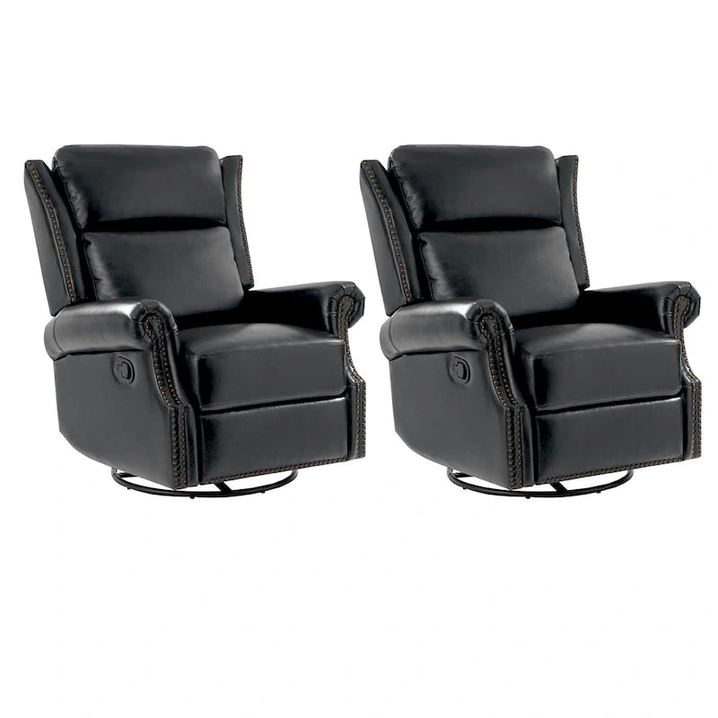 Viviana Traditional Genuine Leather Manual Swivel Glider Recliner Set of 2 by HULALA HOME