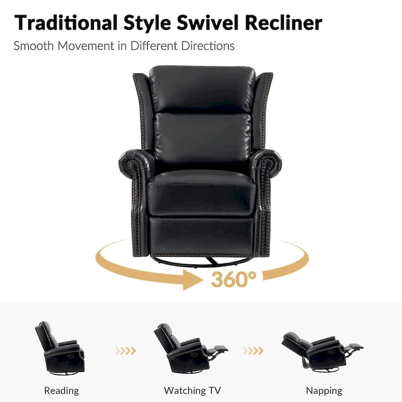 Viviana Traditional Genuine Leather Manual Swivel Glider Recliner Set of 2 by HULALA HOME