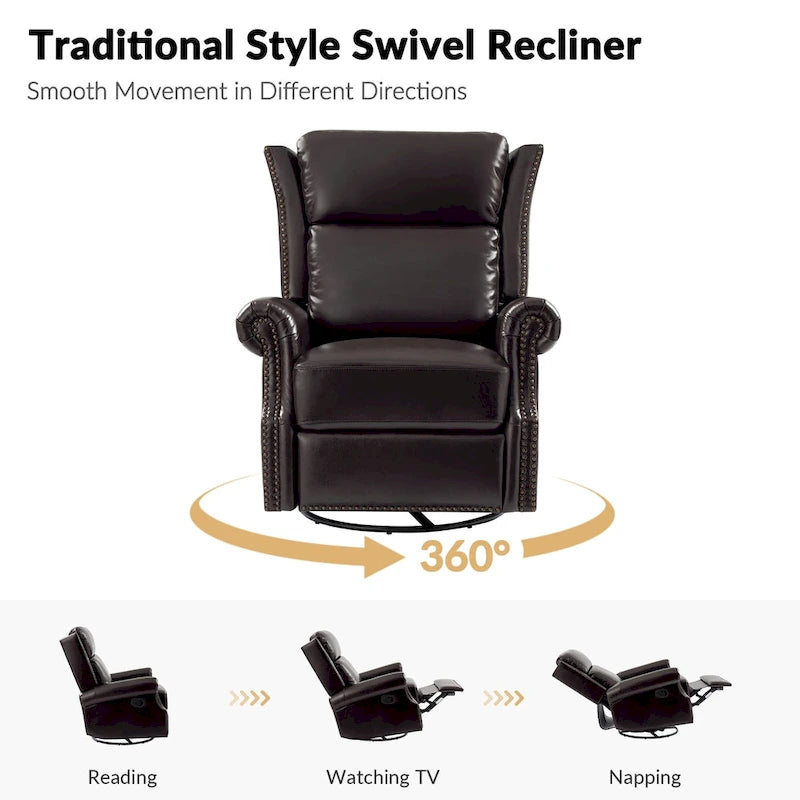 Viviana Traditional Genuine Leather Manual Swivel Glider Recliner Set of 2 by HULALA HOME