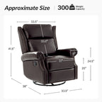 Viviana Traditional Genuine Leather Manual Swivel Glider Recliner Set of 2 by HULALA HOME