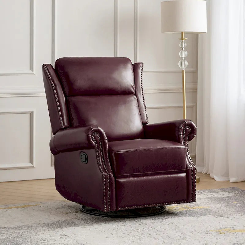 Viviana Traditional Genuine Leather Manual Swivel Glider Recliner Set of 2 by HULALA HOME