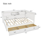 Twin Size L-Shaped Bed Frame with Drawer and and Bookcase,Corner Bed Wooden Captain Bed with Led Downlight and USB Port