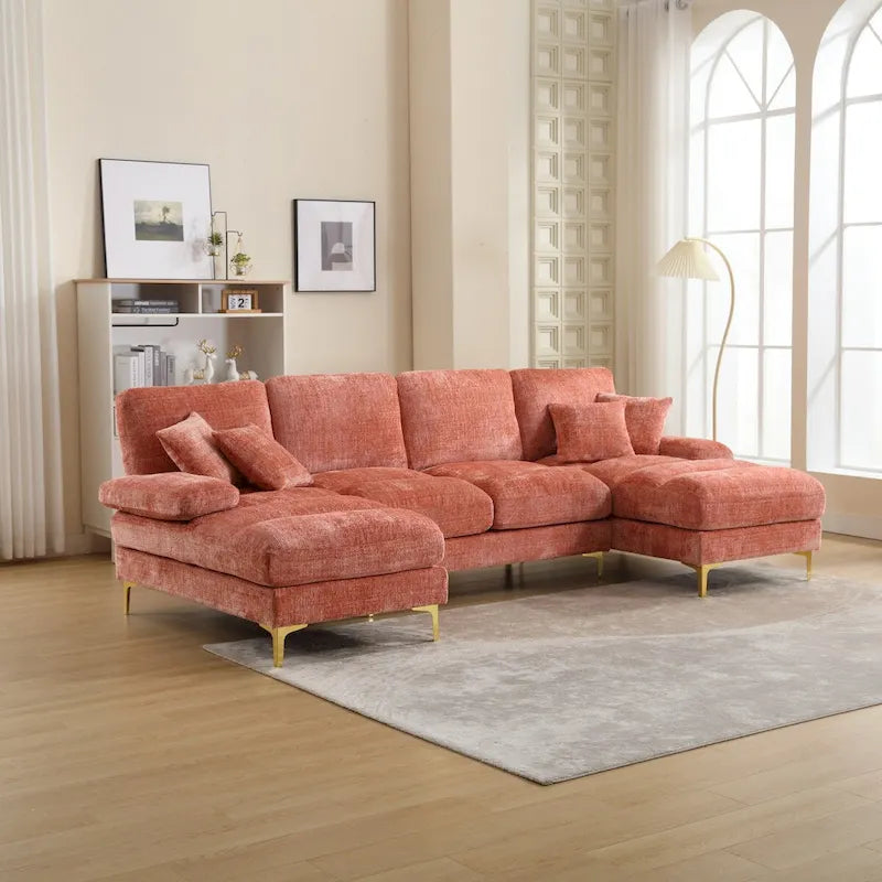 UNITED Modern Large chenille Fabric U-Shape Sectional Sofa