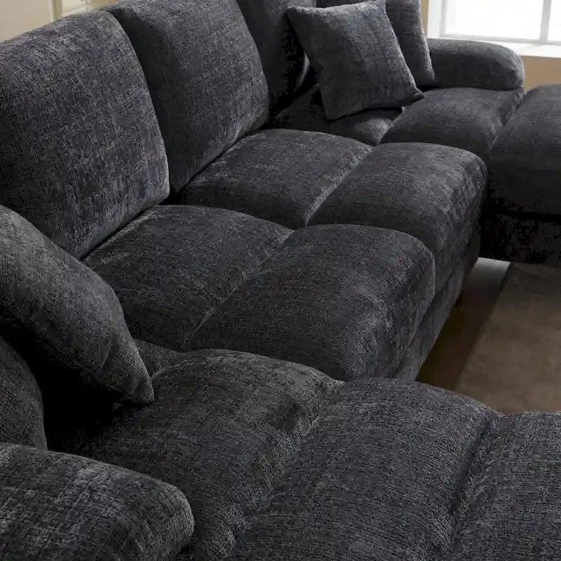 UNITED Modern Large chenille Fabric U-Shape Sectional Sofa