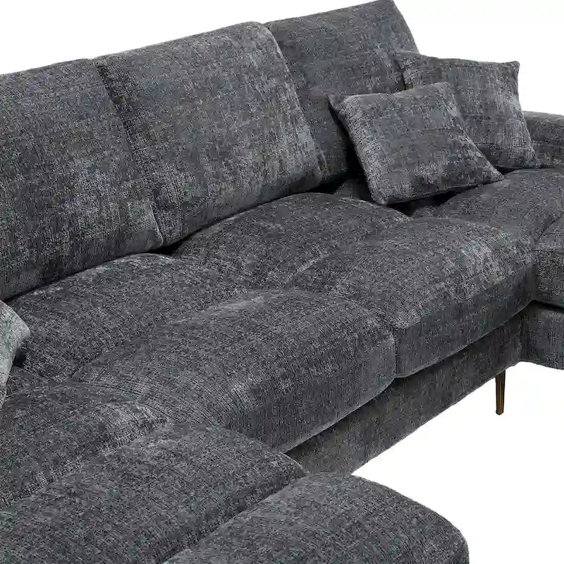 UNITED Modern Large chenille Fabric U-Shape Sectional Sofa