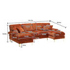 UNITED Modern Large chenille Fabric U-Shape Sectional Sofa