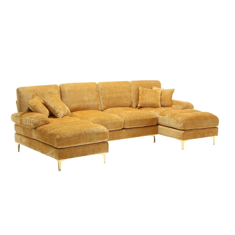UNITED Modern Large chenille Fabric U-Shape Sectional Sofa