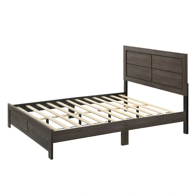 Modern Queen Size Bed and Platform Bed Frames Dark Brown,Wood