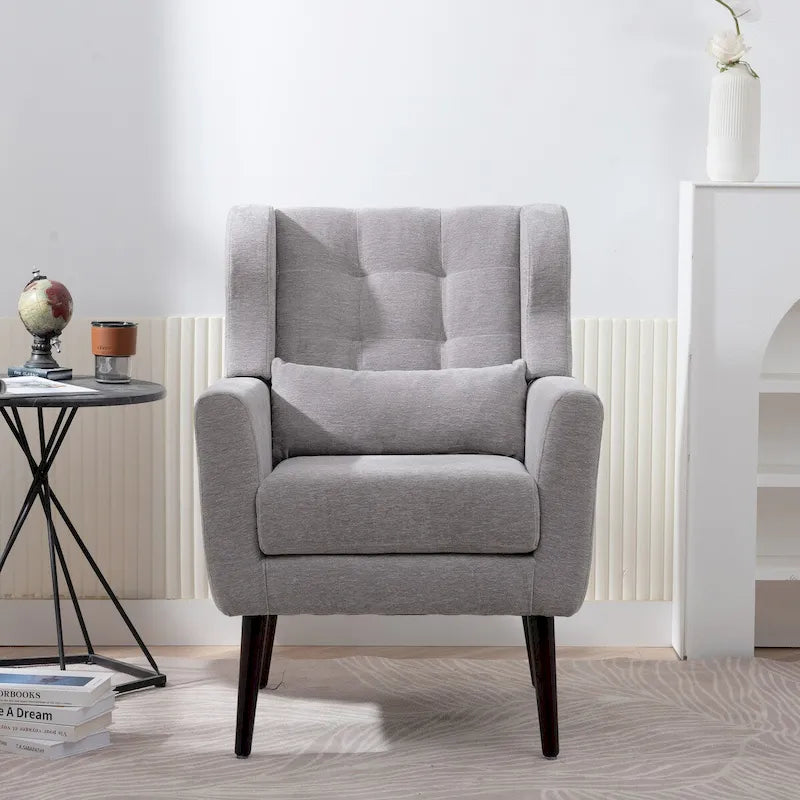 Upholstered Accent Chairs, Armchair Club Chair With Wooden Leg For Living room, Bedroom Reading Room