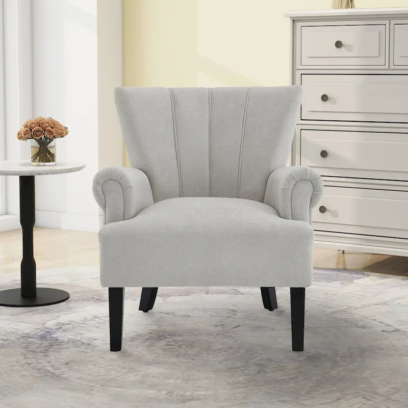 Upholstered Accent Chairs, Armchair Club Chair With Wooden Leg For Living room, Bedroom Reading Room