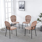 Set of 4 Upholstered Sennit Dining Chairs with Metal Legs