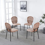 Set of 4 Upholstered Sennit Dining Chairs with Metal Legs