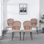 Set of 4 Upholstered Sennit Dining Chairs with Metal Legs