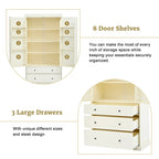 77 Inch Farmhouse Kitchen Pantry, Freestanding Tall Cupboard Storage Cabinet