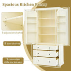 77 Inch Farmhouse Kitchen Pantry, Freestanding Tall Cupboard Storage Cabinet