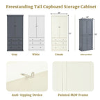 77 Inch Farmhouse Kitchen Pantry, Freestanding Tall Cupboard Storage Cabinet