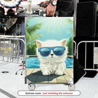 1-Piece Cat Sunglasses Pool Sun Holiday Vacation  Suitcase Luggage Cover, Stretch Protective Sleeve
