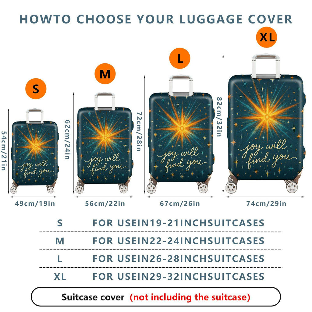 1-Piece Joyful Starburst Inspirational Cosmic Positive Quote Galaxy  Suitcase Luggage Cover, Stretch Protective Sleeve