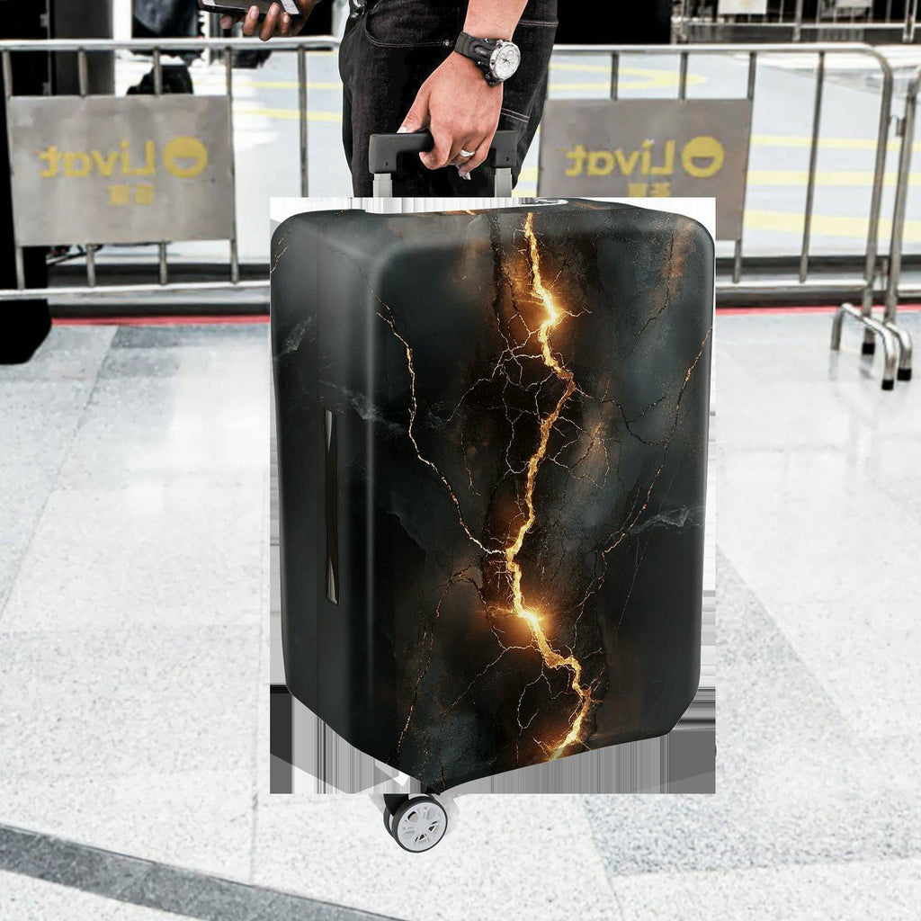 1-Piece Abstract Lightning Crack Pattern Dark Marble Modern Stylish Unique  Suitcase Luggage Cover, Stretch Protective Sleeve