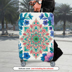 1-Piece Mandala Floral Colorful Vibrant Artistic Decorative  Suitcase Luggage Cover, Stretch Protective Sleeve