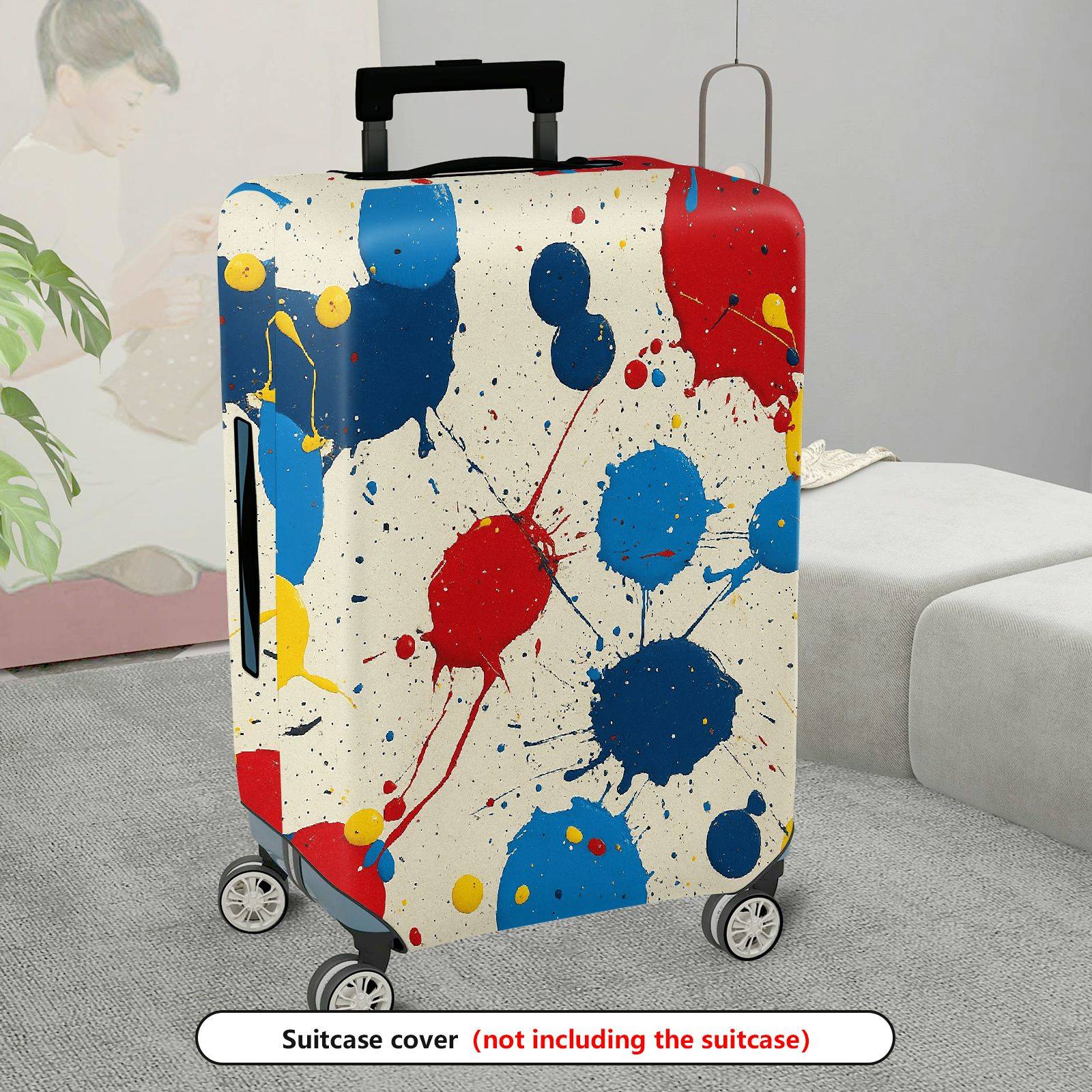 1-Piece Abstract Splatter Colorful Paint Art Pattern  Suitcase Luggage Cover, Stretch Protective Sleeve