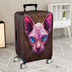 1-Piece Pink Sphynx Cat Blue Eyes Geometric Art Animal  Suitcase Luggage Cover, Stretch Protective Sleeve