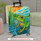 1-Piece Colorful Frog Nature Artistic Water Vibrant  Suitcase Luggage Cover, Stretch Protective Sleeve