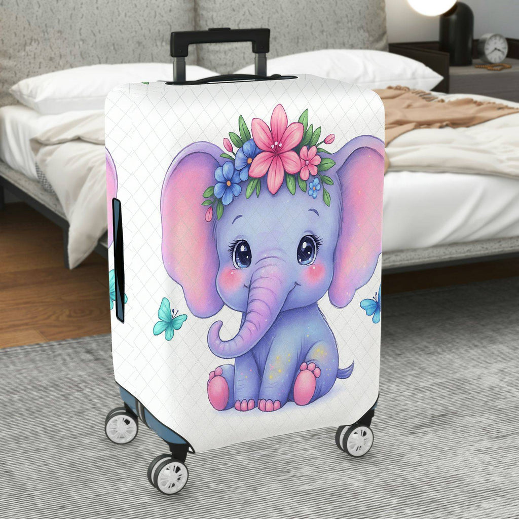 1-Piece Cute Elephant Flower Butterfly  Suitcase Luggage Cover, Stretch Protective Sleeve