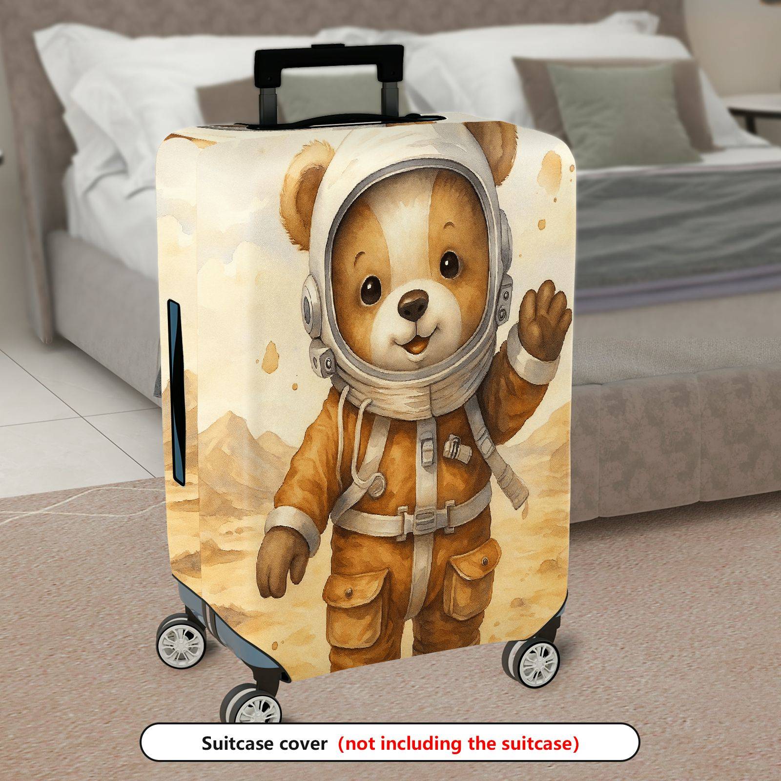 1-Piece Astronaut Bear  Travel Adventure Art  Suitcase Luggage Cover, Stretch Protective Sleeve