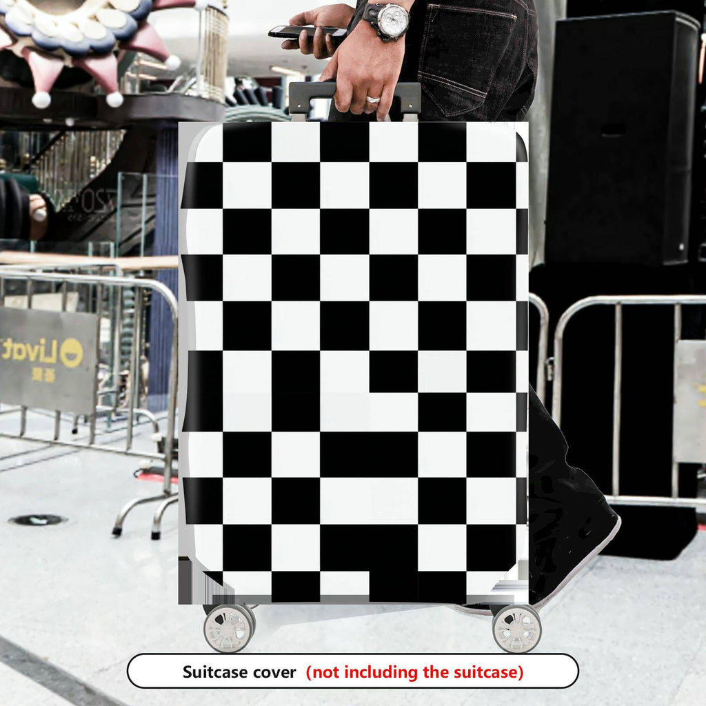 1-Piece Checkered Black White Geometric Modern Stylish  Suitcase Luggage Cover, Stretch Protective Sleeve