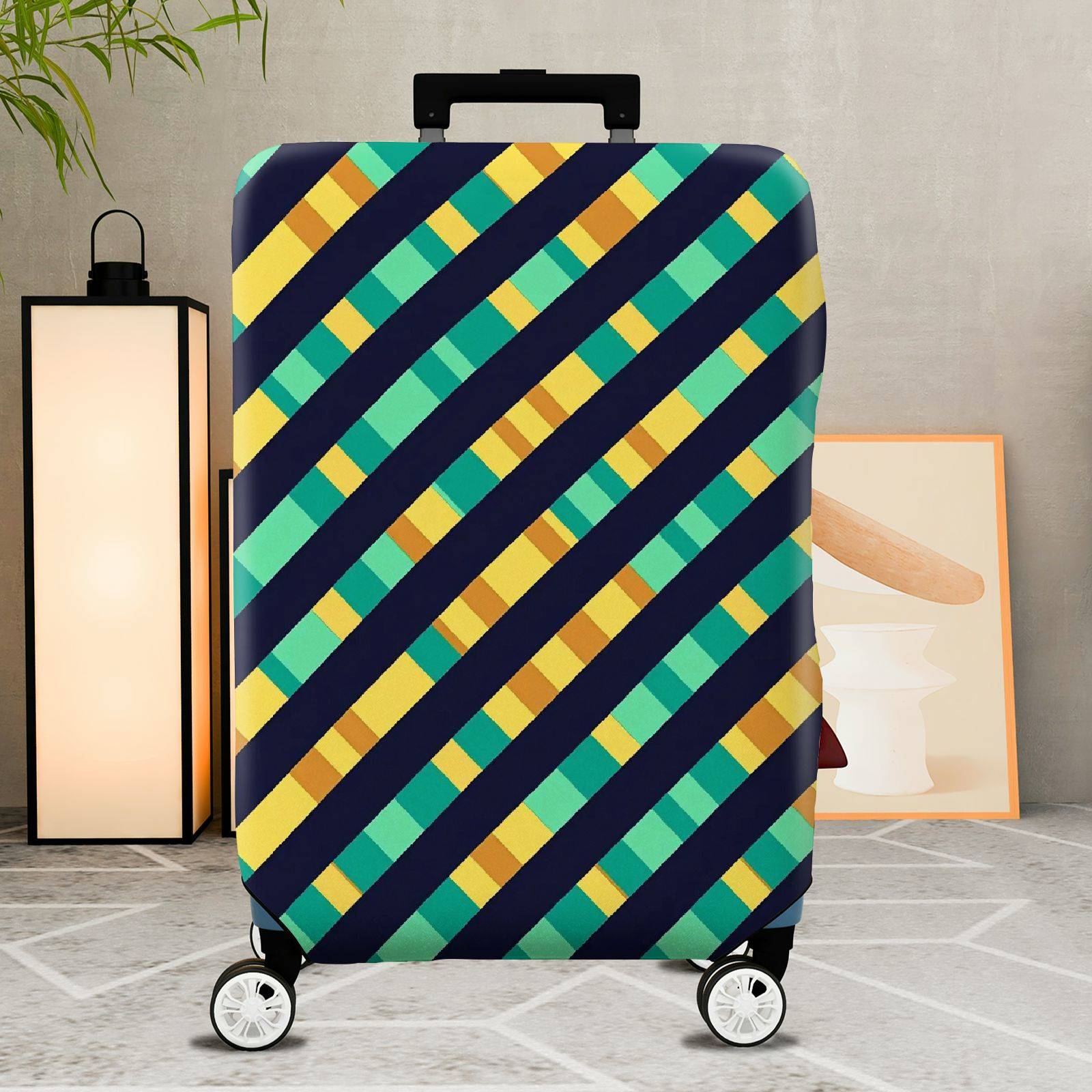 1-Piece Colorful Striped Geometric Pattern Vibrant Abstract Bold  Suitcase Luggage Cover, Stretch Protective Sleeve