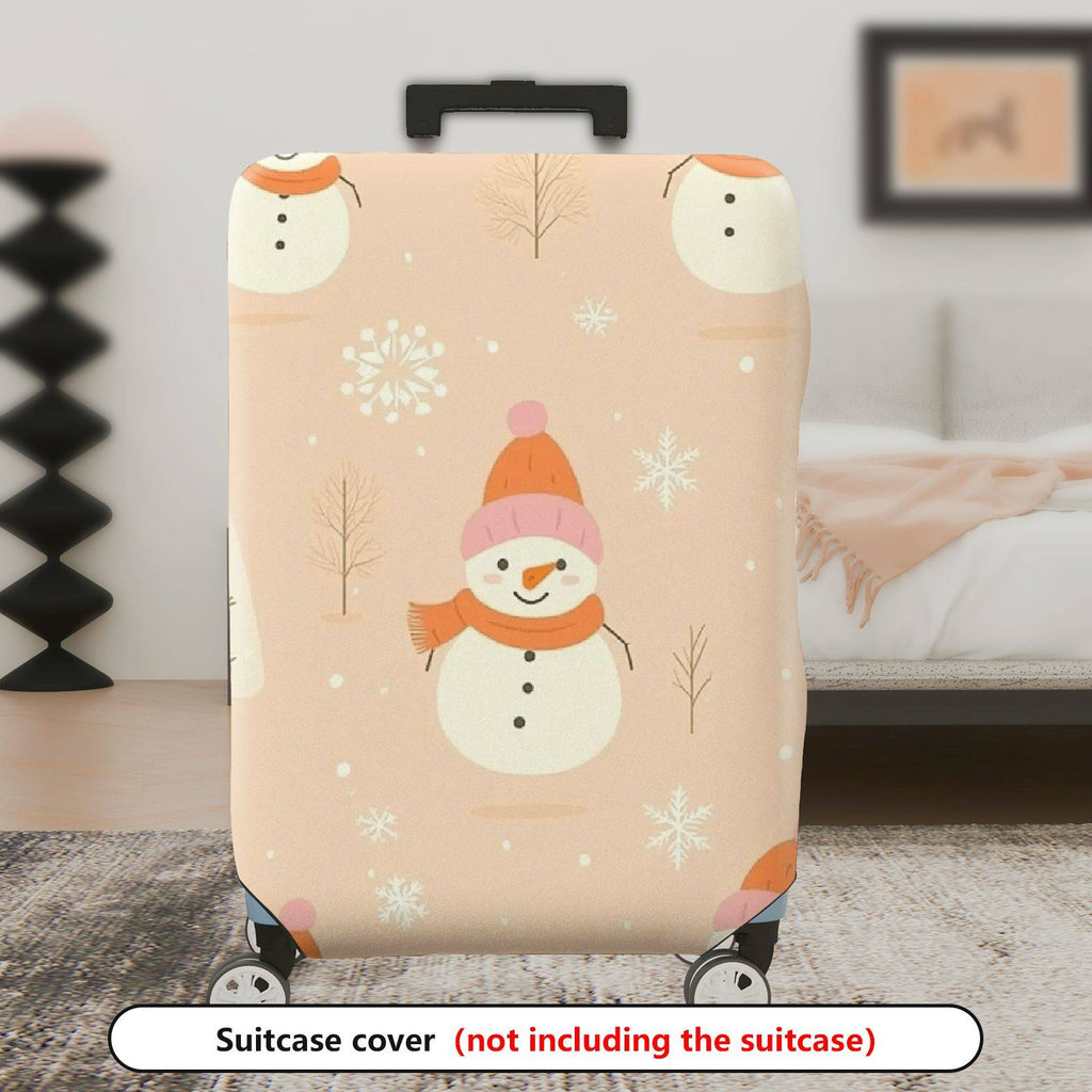 1-Piece Snowman Winter Christmas Holiday Festive  Suitcase Luggage Cover, Stretch Protective Sleeve