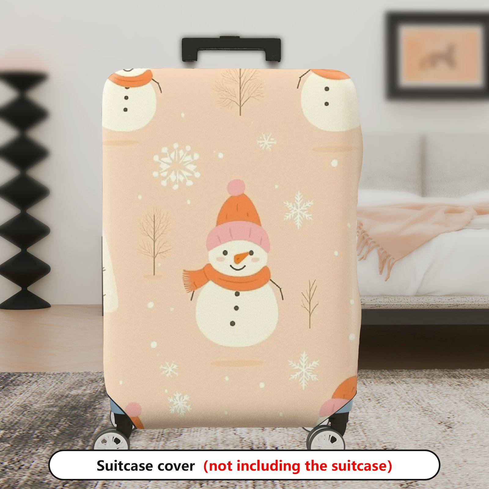 1-Piece Snowman Winter Christmas Holiday Festive  Suitcase Luggage Cover, Stretch Protective Sleeve