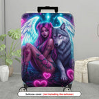 1-Piece Angel Fantasy Wolf Skull Rose Heart  Suitcase Luggage Cover, Stretch Protective Sleeve